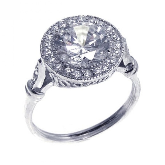 3ct Round Sterling silver Engagement Ring 5 6 7 8 9 - Picture 3 of 8